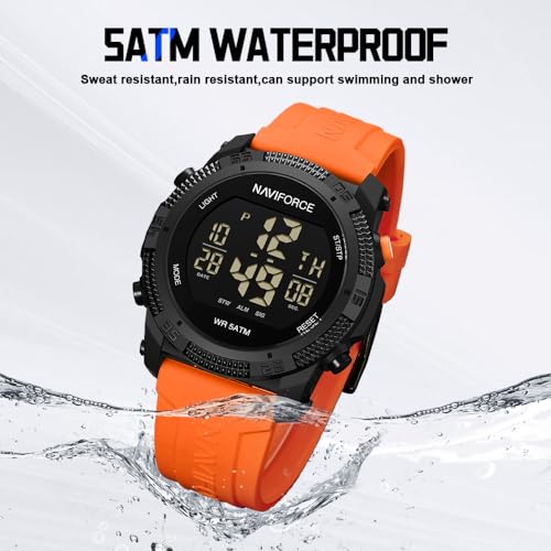 NAVIFORCE Men Sports Waterproof Digital Watches with Stopwatch - Product Imagery