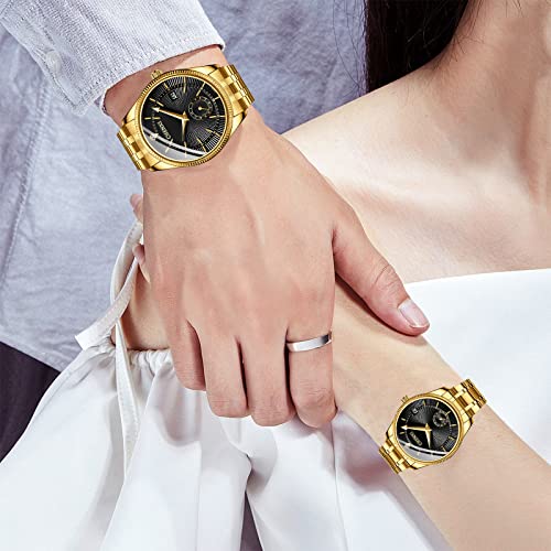 FANMIS Men Luxury Analog Quartz Gold Watch Business Dress - Product Imagery