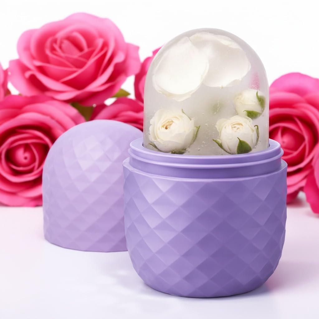 Silicone ice roller face beauty tool for cooling and depuffing, with a smooth, rounded surface for facial skincare.