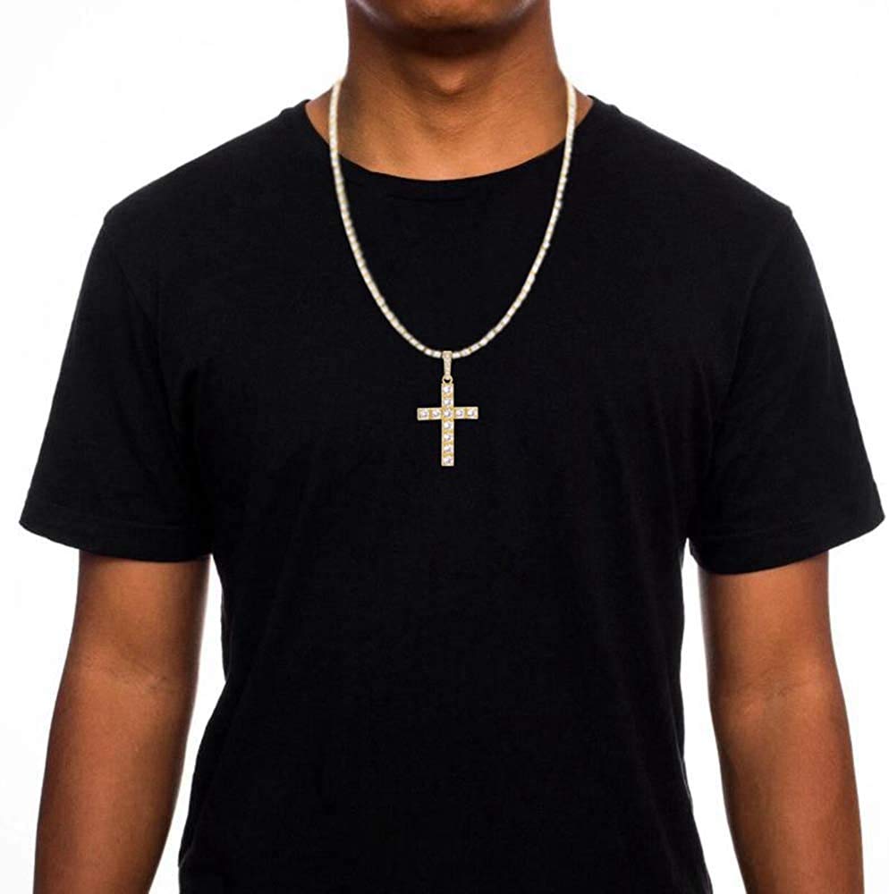 Charles Raymond Luxury Mens Iced Out Tennis Cross Necklace w - Charles Raymond Official Imagery - 8