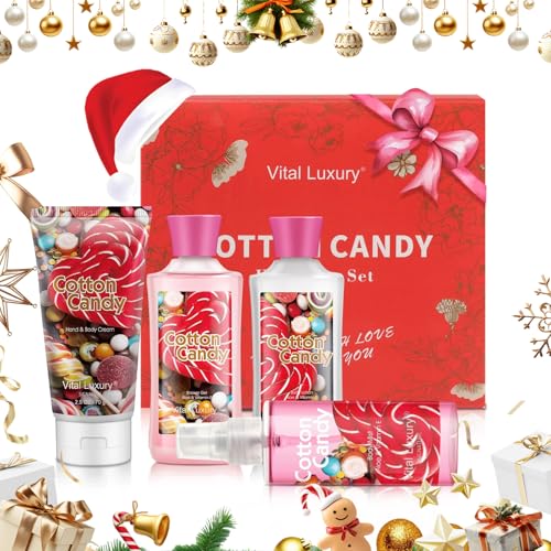 Cotton Candy Bath and Body Gift Set - 4-Piece Travel Kit with - Product Imagery