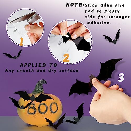 140Pcs 3D Bats Halloween Decorations Realistic PVC Wall Decor - Product Imagery
