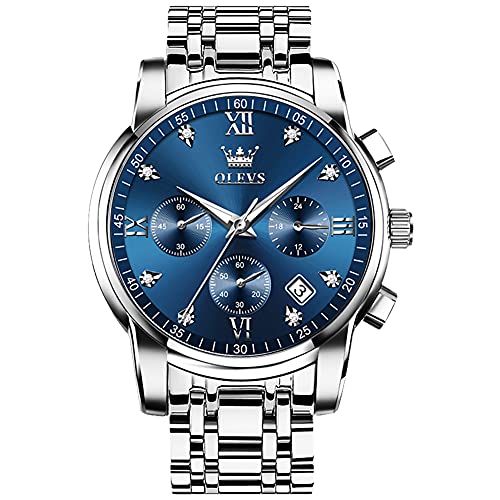 OLEVS Men's Stainless Steel Chronograph Watch, Big Face Gold - Product Imagery