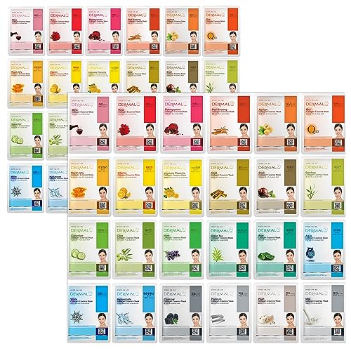 DERMAL 48 Korean Essence Sheet Mask Variety Pack 24 Formulas - DERMAL Official Imagery - 1