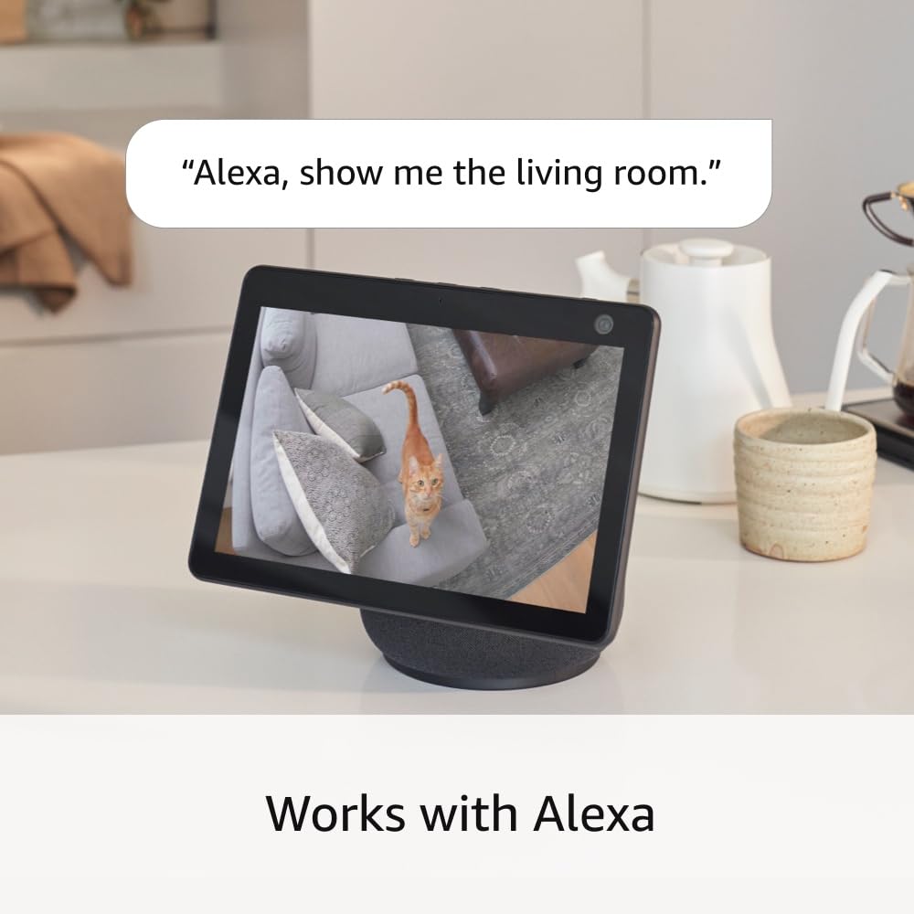 Ring indoor security camera with 360° pan, HD video, two-way talk, black, latest model for home or business surveillance.