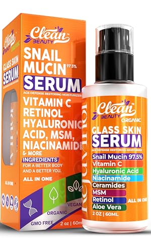 Clean Beauty Snail Mucin Serum Vitamin C Face Serum Anti Aging with Hyaluronic - Clean Beauty Official Product View 1