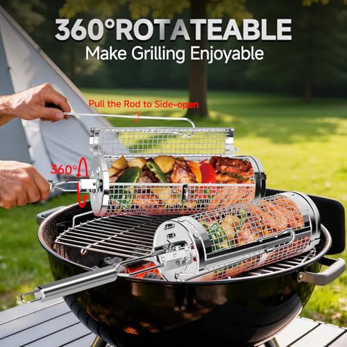 Rolling Grill Baskets,Grill Accessories for Veggies,Gifts for - Product Imagery