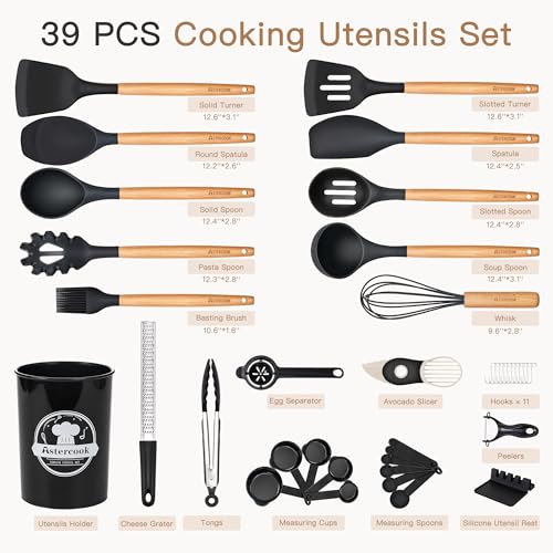 Astercook 39 PCS Kitchen Utensils Set, Silicone Cooking Utensil - Product Imagery