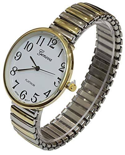 Super Large Face Easy to Read Two-Tone Stretch Band Watch - Product Imagery