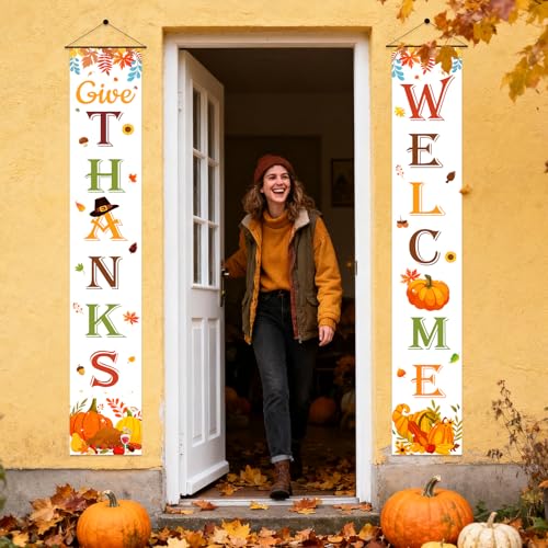 Give Thanks Thanksgiving Banner 72" X 12" - Product Imagery