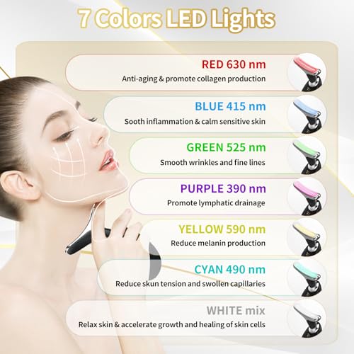 Portable Face Beauty Device, 7 Color Portable Face Massager Tool - Product Imagery