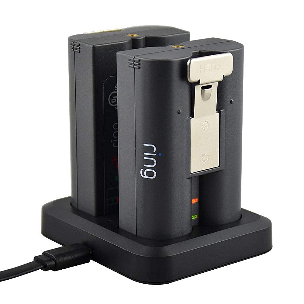 GoHonor dual battery charger station for Ring rechargeable batteries, compatible with Ring Spotlight Cam, Video Doorbell, and Stick Up Cam.