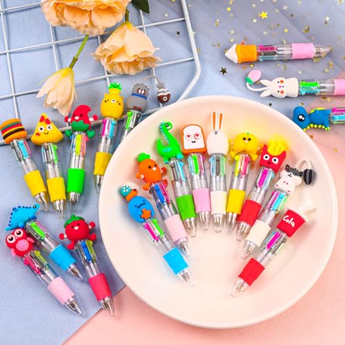 CZWZ 24Pcs Mini Multicolor Pens in One 4-in-1 Cute Pens Bulk for - Product Imagery