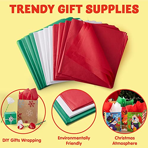 JOYIN 72 Sheets Christmas Tissue Paper Assortment (Red, Green & - Product Imagery