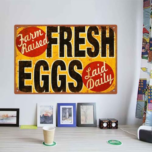 Vintage Farm Fresh Eggs Sign, 8 x 12 Inch Aluminum Metal Sign, - Product Imagery