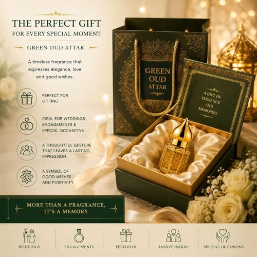 Solavea Green Oud Attar Perfume Oil for Men & Women | Premium - Product Imagery