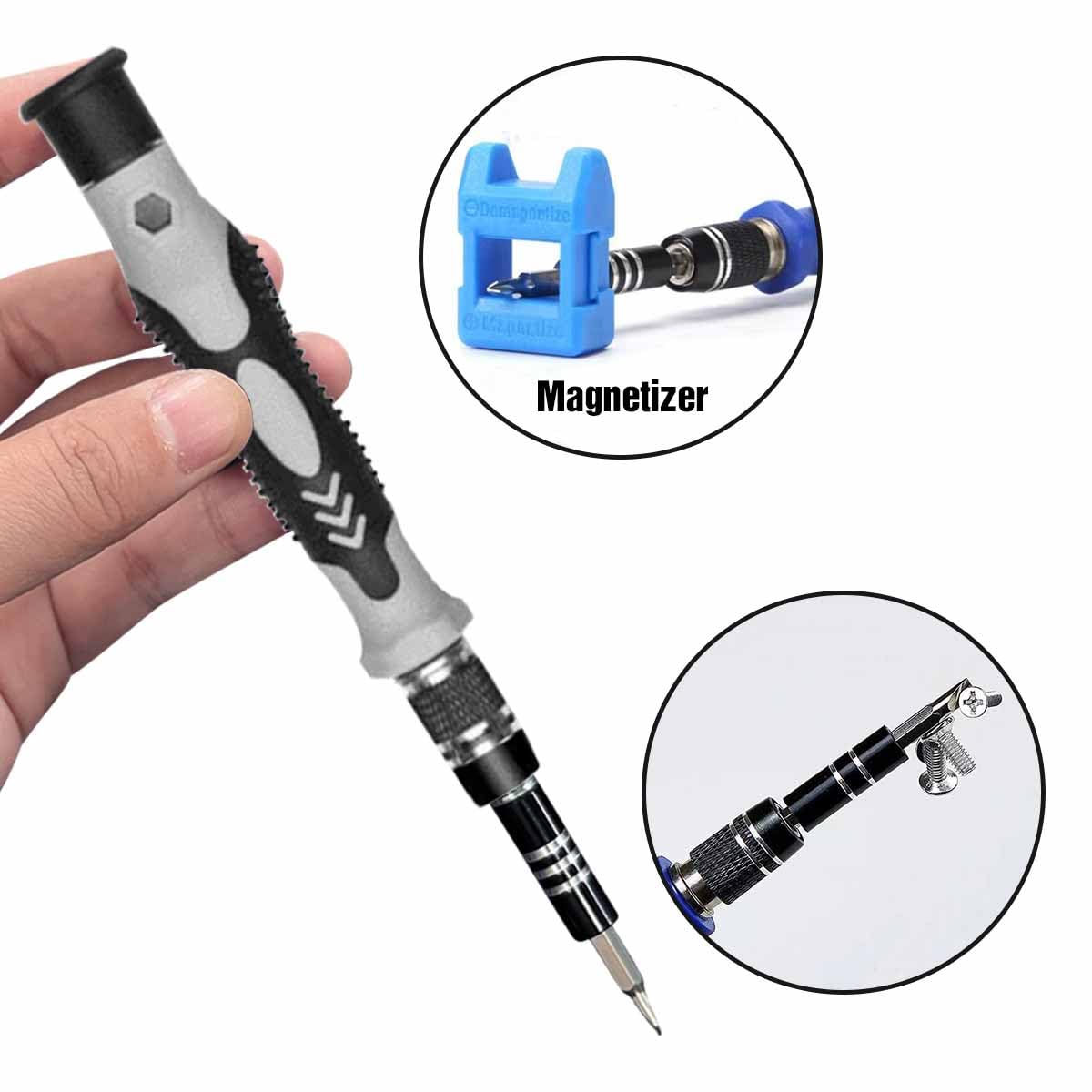 EFAITHFIX Precision screwdriver set with multiple magnetic screwdrivers for electronics repair, including mobile phones, laptops, and watches.