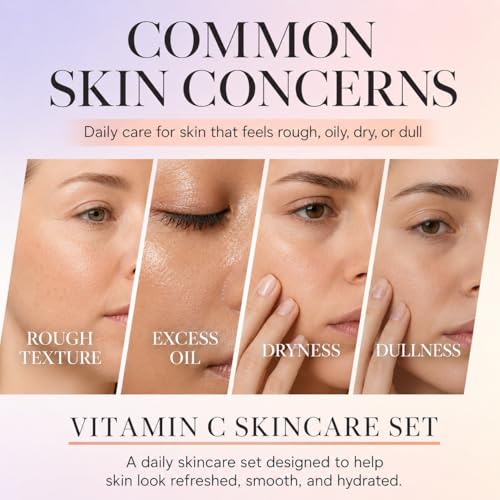Vitamin C Skincare Set, 6-Piece Complete Daily Face Care Routine - Product Imagery