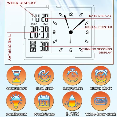 findtime Digital Watches for Men Women Waterproof Unique - Product Imagery