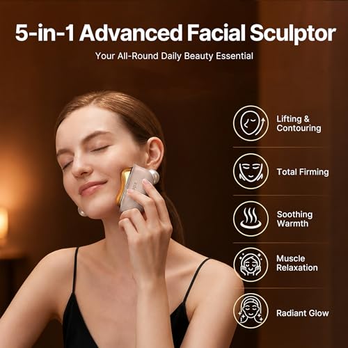 GS5 Electric Heated Gua Sha Tool, Red Light Face Massager, Pink - Product Imagery