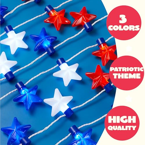JOYIN 3 PCS 4th of July LED Necklaces, Patriotic Light up - Product Imagery