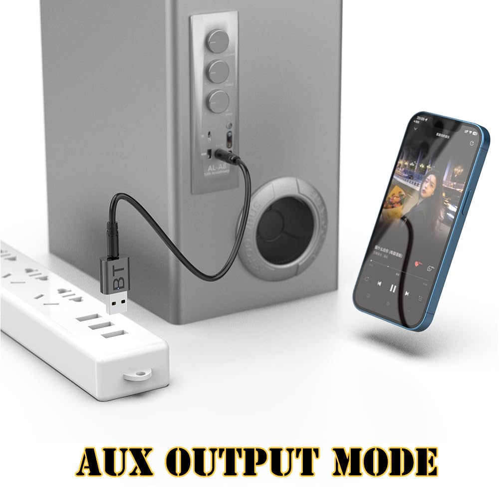 QOFOWIN Mini 2-in-1 USB Bluetooth Receiver,5.4 Wireless Audio Ada by QOFOWIN - Angle View 3