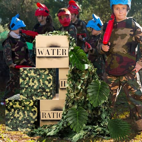 19 Pcs Camo Boxes Decor Army Party Decorations for Jungle Camo - Product Imagery