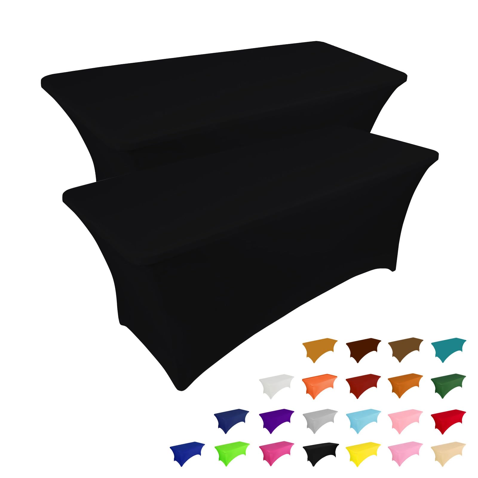 2 Pack 6FT Black Table Cloth for Rectangular Spandex Table Cover - Product Imagery