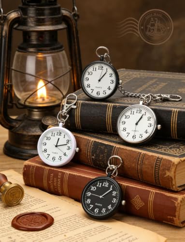 4Pcs Pocket Watch Keychain, Small Quartz Pocket Watches for - Product Imagery