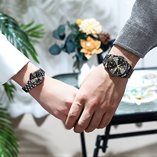 OLEVS Couple Watch His and Her Set Watches Business Analog - Product Imagery