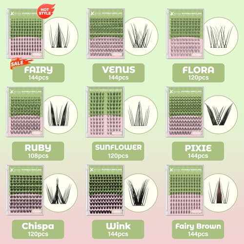 KEYYOU Wink Lash Clusters Kit, Invisible Band with Waterproof at - Product Imagery