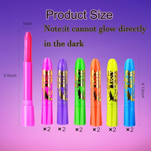 12 PCS Glow Face Body Paint, Glow In The Dark Under UV Black - Product Imagery