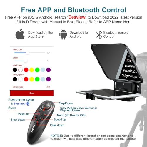 Desview T3 Portable Teleprompter for Camera & Smartphone, Tablet - Product Imagery