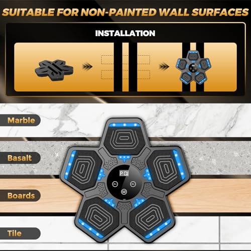 Music Boxing Machine, Wall Mounted Bluetooth Punching Pad with - Product Imagery