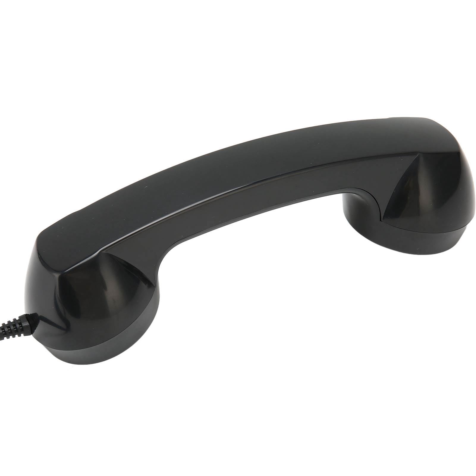 Black Tangxi retro handset for landline phones and mobile devices, radiation-proof handheld receiver, compatible with computers.