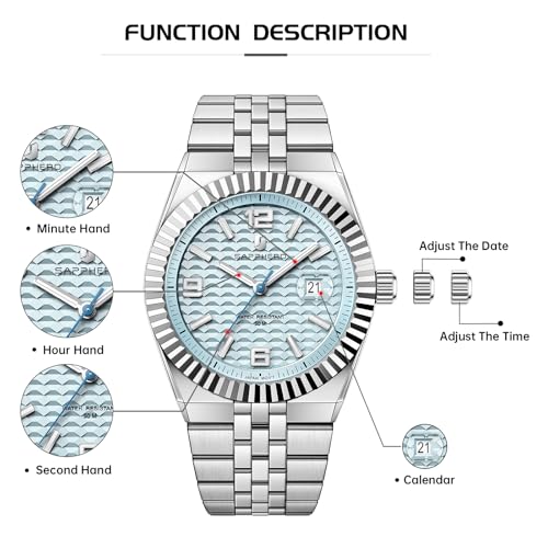 SAPPHERO Mens Watches Men’s Quartz Analog Watch Stainless Steel - Product Imagery