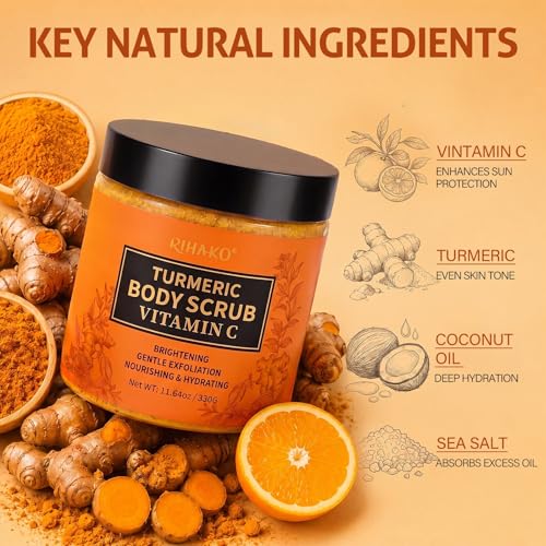 Turmeric Body Scrub, Exfoliating Body Scrub with Vitamin C, Deep - Product Imagery