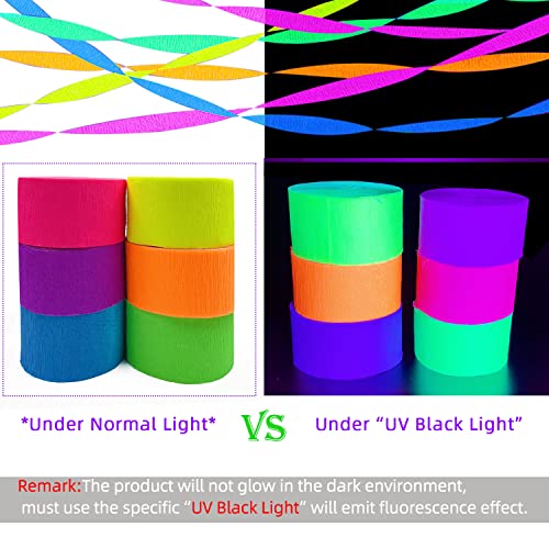 600 feet Glow Crepe Paper Streamers UV Glow Party Neon Streamer - Product Imagery