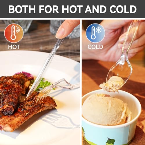 Plastic Spoons Heavy Duty, Clear Disposable Silverware 100 Count - Product Imagery