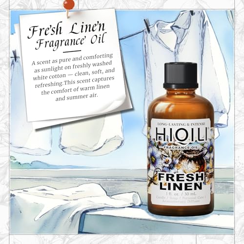 HIQILI Fresh Linen Fragrance Oil for Laundry, Add to Dryer Balls - Product Imagery