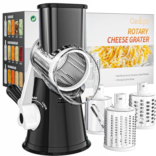 Cambom Rotary Cheese Grater Hand Crank Cheese Shredder, Black - Product Imagery