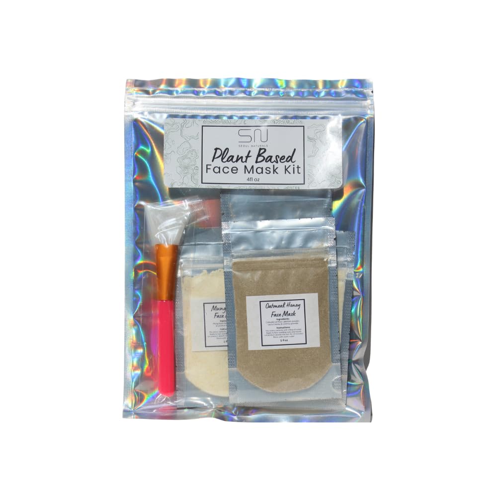 Variety Plant Based Face Mask Kit, 4 Masks with Applicator - Seoul Naturals