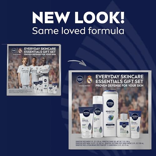 NIVEA MEN Sensitive Skin Care Set for Men, Variety Pack, 5 Items - Product Imagery