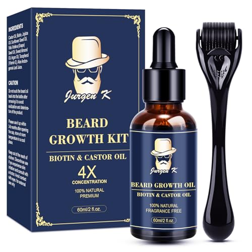 Jurgen K Beard Growth Kit, Beard Growth Oil w - Biotin & Castor Oil & Beard - Jurgen K Official Product View 1