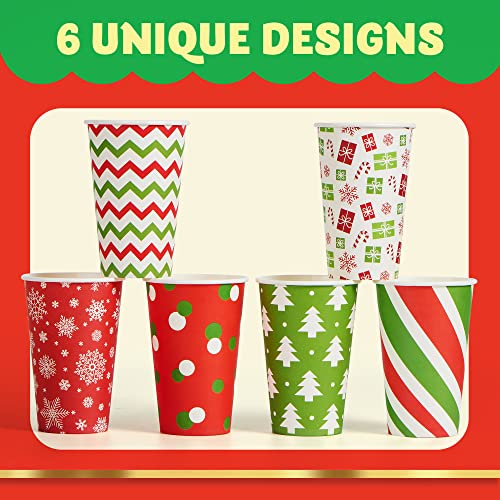 JOYIN 24 Pcs 16 oz Christmas Disposable Cups with Lids and - Product Imagery