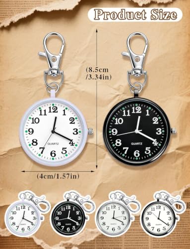 4Pcs Pocket Watch Keychain, Small Quartz Pocket Watches for - Product Imagery