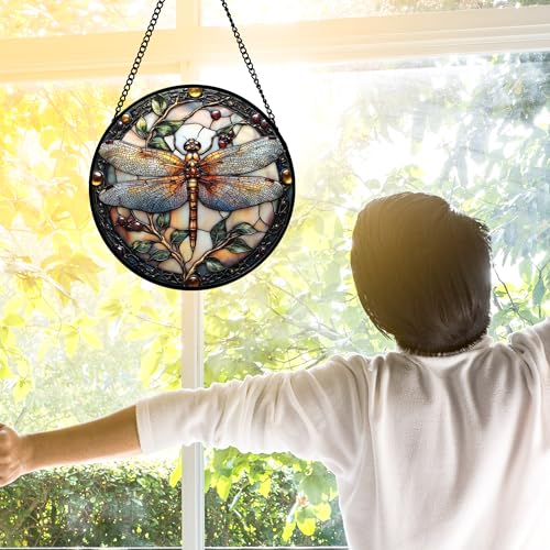 Dragonfly Stained Glass Window Hanging Suncatcher Gifts for - Product Imagery