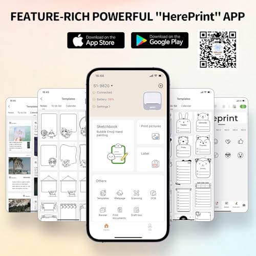 PRT Mini Sticker Printer, Portable Thermal Printer with 1Roll - Product Imagery