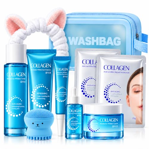 10Pcs Collagen Skin Care Set Hydrating Daily Routine Gift - Bilziviro Official Imagery - 1
