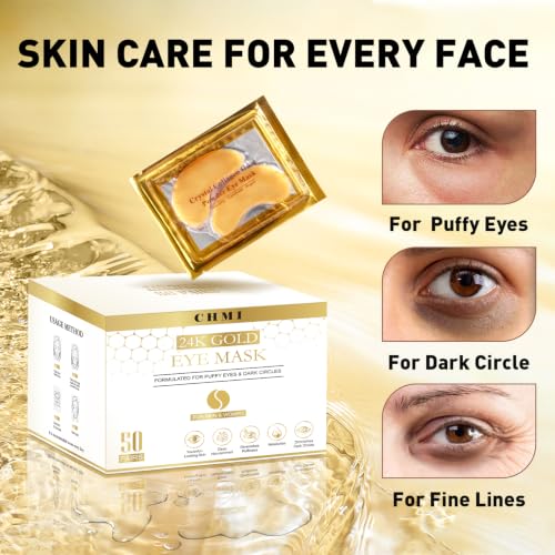 24K Gold Under Eye Patches 50 Pairs Collagen, Dark Circles, - Product Imagery